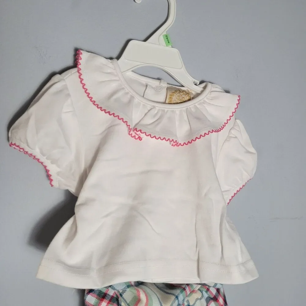 The Beaufort Bonnet Co NWT Classic Plaid Brooksy Bubble Romper Set Girls 18-24M